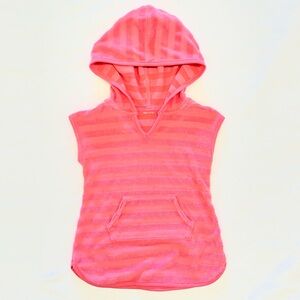 Pink Striped Kids Hooded swim coverup